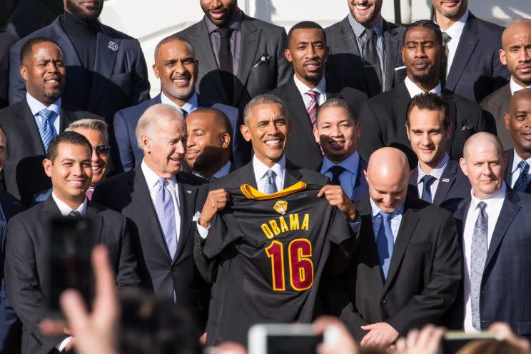 President Obama hosted the NBA champion Cleveland Cavaliers to the White House in November. (Getty Images)