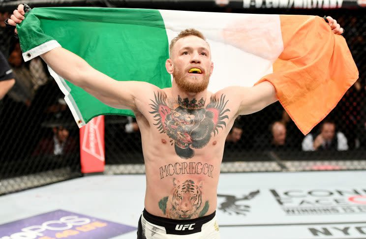 Conor McGregor is the only UFC fighter to ever hold two belts simultaneously. (Getty)