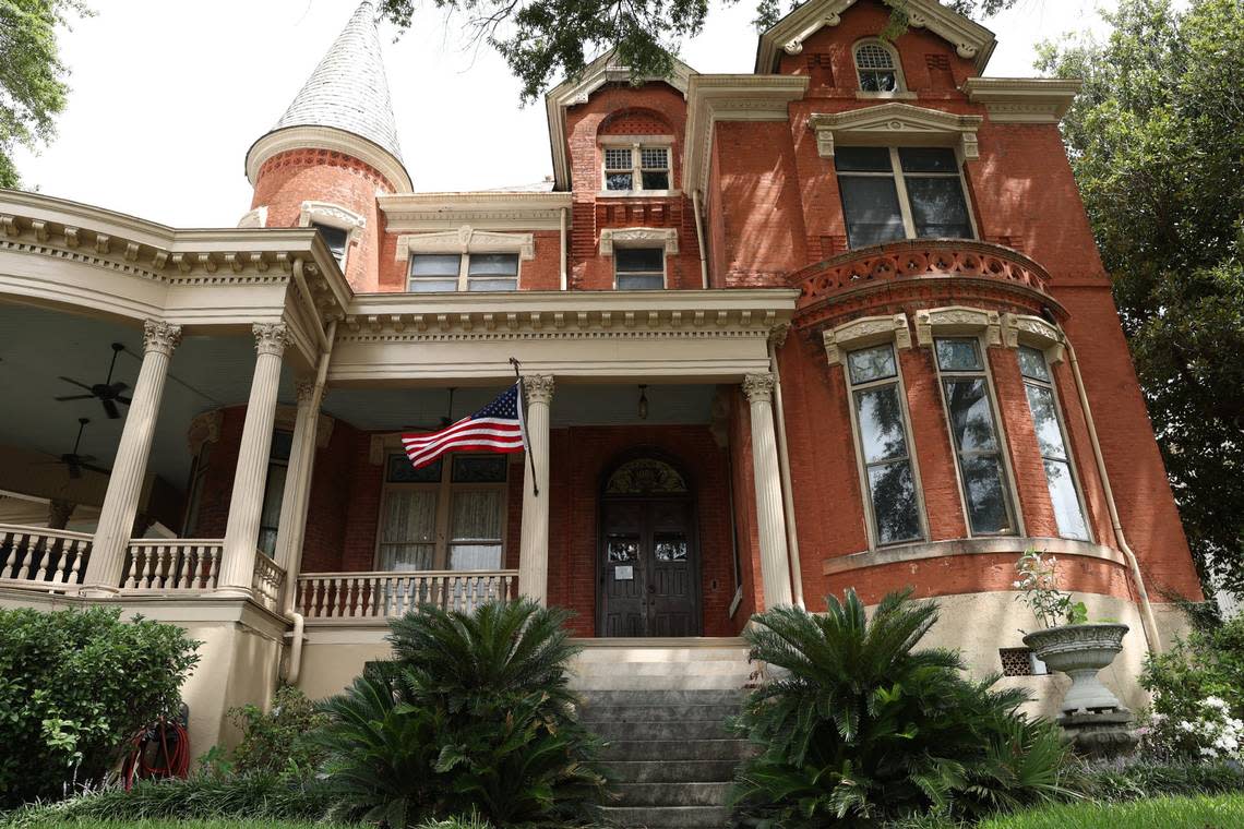 Burke Mansion sits off of Georgia Avenue on Monday, Aug. 5, 2024, in Macon, Georgia. “Merchant Prince” of Macon T.C.Burke built the home in 1887, which has now been converted into a bed and breakfast.