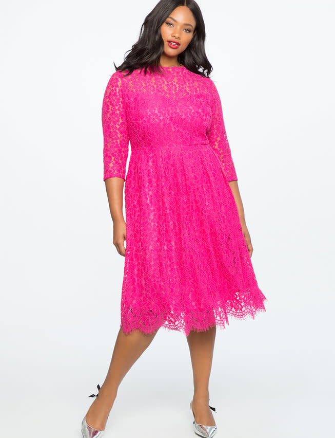 Eloquii Pink Fit and Flare Dress. (Photo: Eloquii)