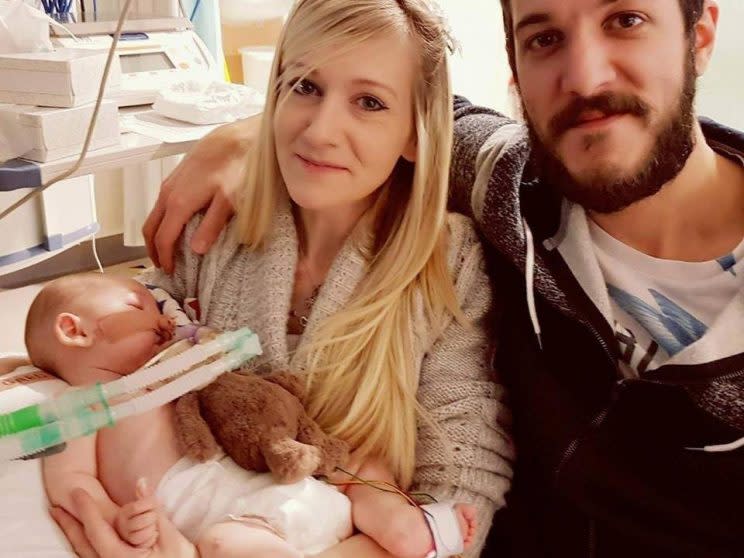 Charlie Gard with his parents (Facebook).