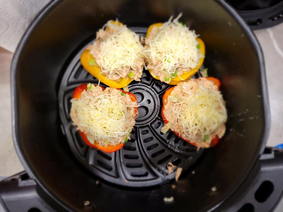 tuna stuffed peppers with shredded cheese  in air fryer