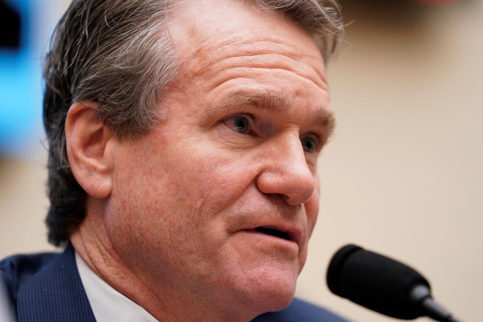 Brian T. Moynihan, chairman & CEO of Bank of America, testifies before a House Financial Services Committee hearing on "Holding Megabanks Accountable: A Review of Global Systemically Important Banks 10 Years After the Financial Crisis" on Capitol Hill in Washington, U.S., April 10, 2019. REUTERS/Aaron P. Bernstein