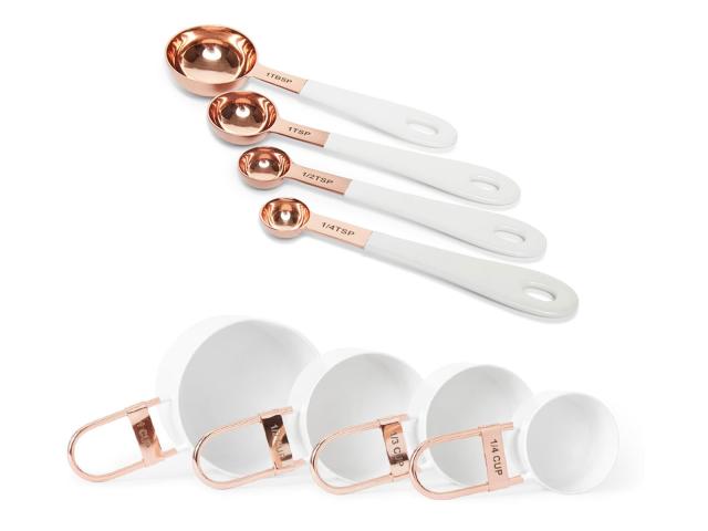 Great Choice Products Gold Measuring Cups And Spoons Set - Stackable,  Stylish, Sturdy 8-Piece Gold Measuring Spoons Set - Cute Measuring Cup S…