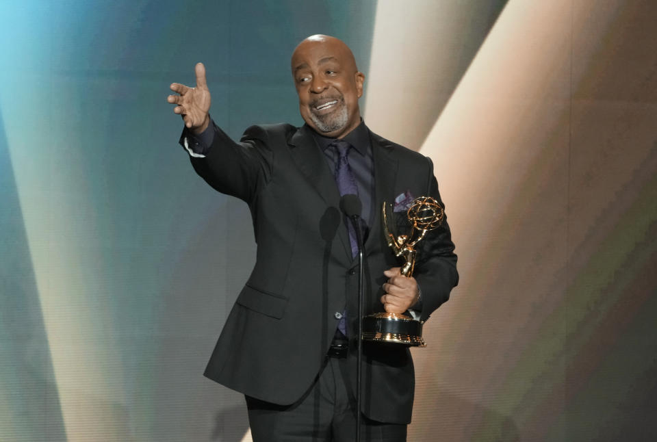 Robert Gossett accepts the award for outstanding performance by a supporting actor in a daytime drama series for "General Hospital" during the 50th Daytime Emmy Awards on Friday, Dec. 15, 2023, at the Westin Bonaventure Hotel in Los Angeles. (AP Photo/Chris Pizzello)
