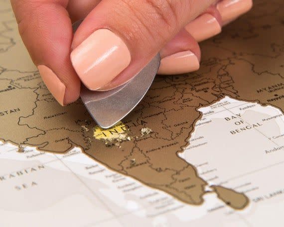 Scratchable World Map with Push Pins