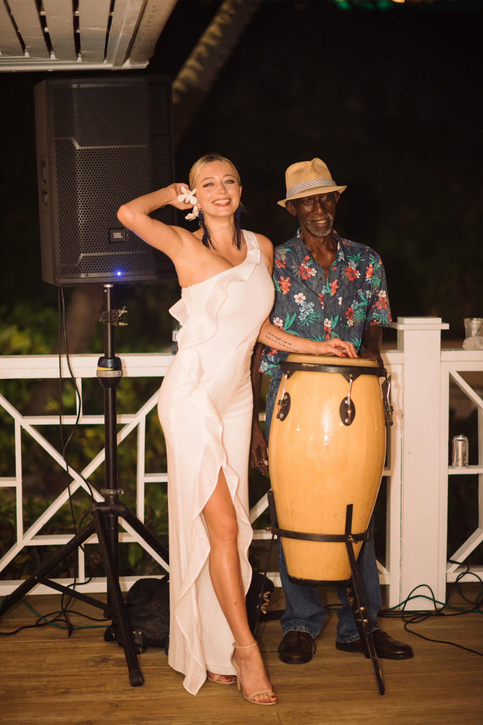 <p>Caroline Vreeland performs with the band</p>