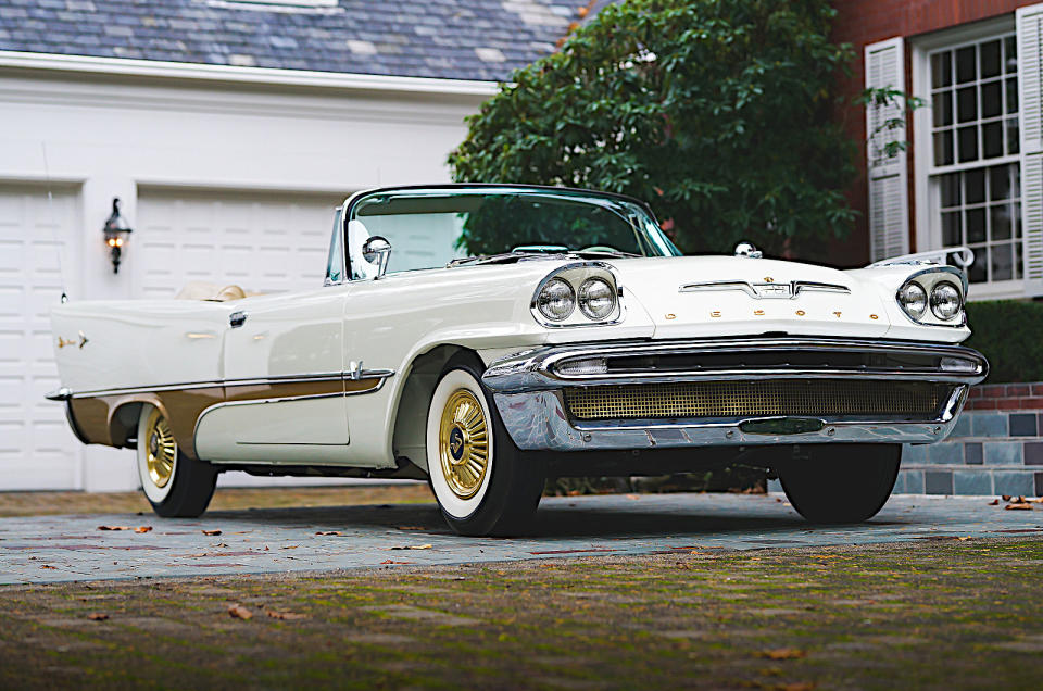 <p>Chrysler’s DeSoto brand is not at all well known outside North America, and, since it was discontinued in 1961, not particularly there either. One of its last hurrahs was the glamorous, luxurious and very powerful Adventurer.</p><p>Delightful as this car sounds at first, there were quality problems, and DeSoto in general was badly affected, as the whole of the US motor industry was, by a<strong> recession </strong>which saw it plummet from success to oblivion. The Adventurer, once its figurehead, lasted only from 1956 to 1960.</p>