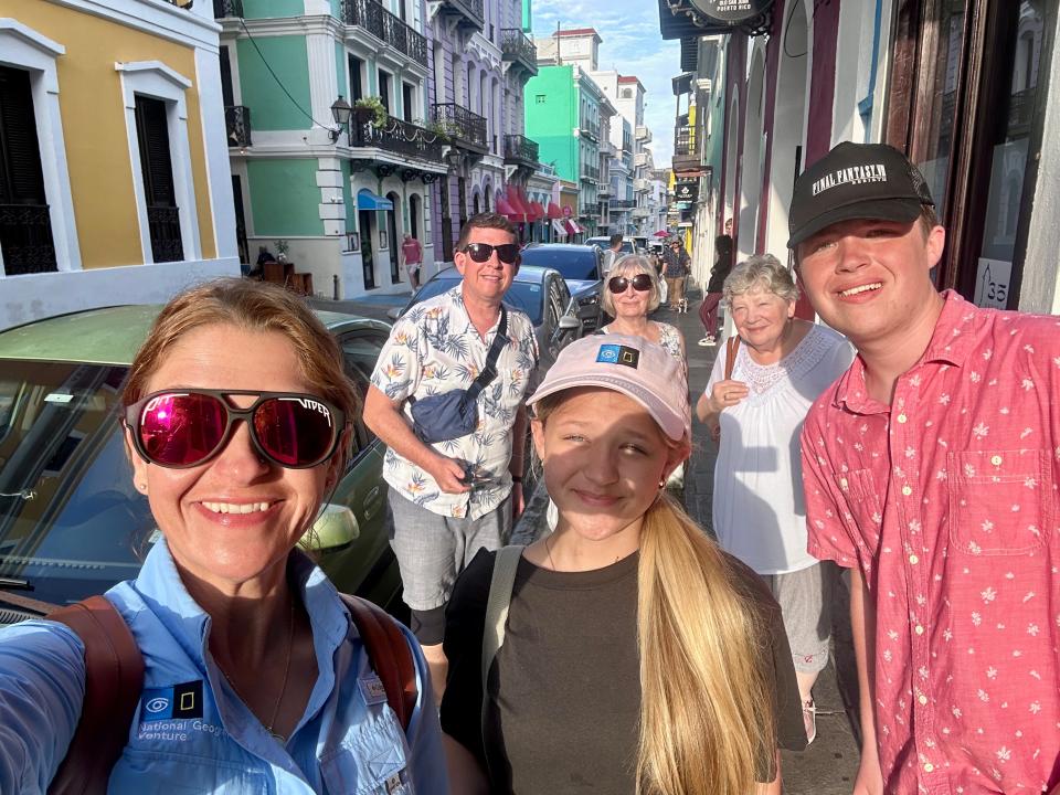 Terri Peters and her family smiling at the camera in San Juan Puerto Rico