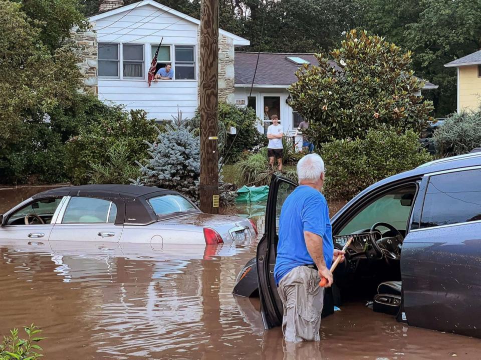 PHOTO: Water submerges vehicles in Yardly, Pa., following flash floods, July 16, 2023. (Courtesy Jared Stump)