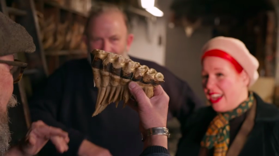 The tooth of a wooly mammoth was their choice of decorative material. (Channel 4 screenshot)