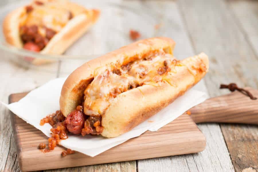 <strong>Get the <a href="https://ohsweetbasil.com/chili-cheese-dogs-recipe/" target="_blank">Chili Cheese Dogs In The Slow Cooker</a> recipe from Oh Sweet Basil</strong>