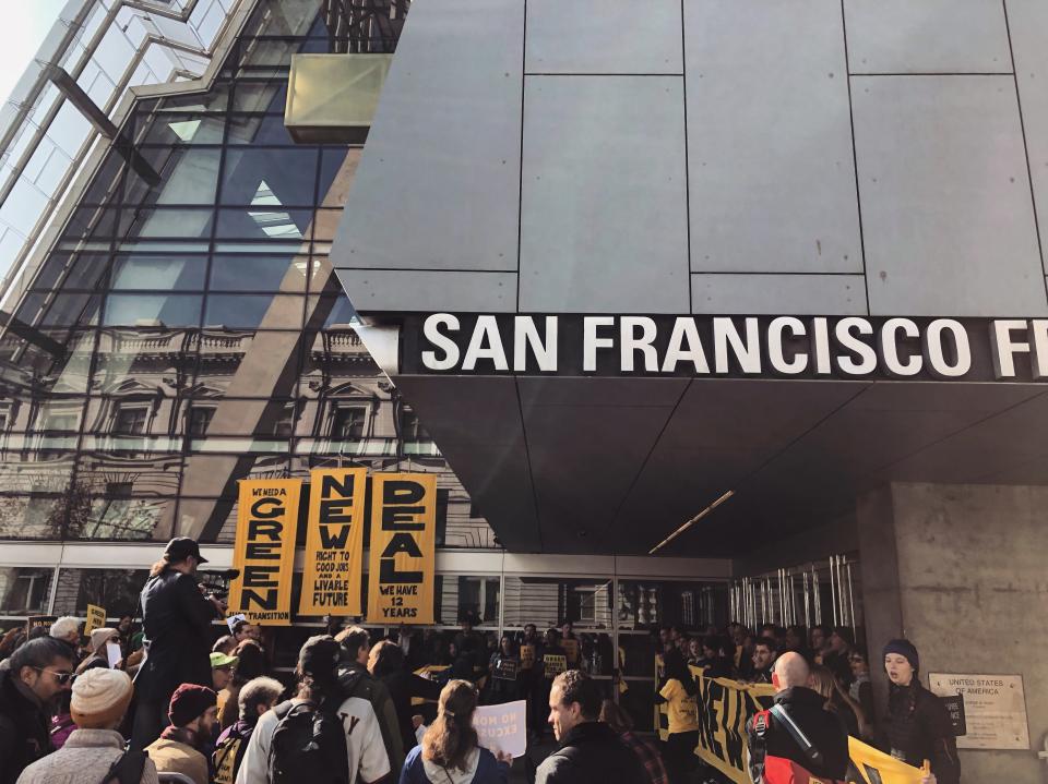 The Sunrise Movement demonstration in San Francisco, where protestors called for a Green New Deal.&nbsp; (Photo: Robert Raymond)