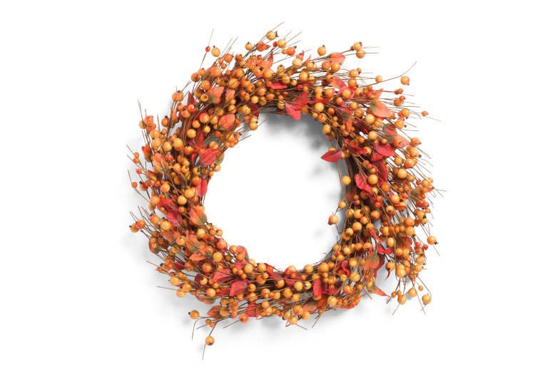 Orange Berry and Leaves Wreath