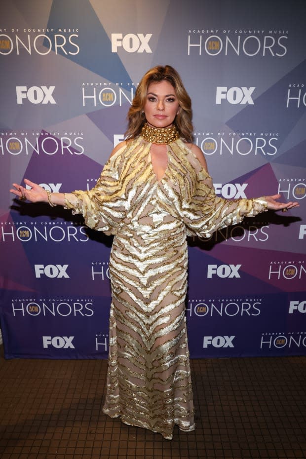 Poet's Award Honoree Shania Twain attends the 15th Annual Academy Of Country Music Honors at Ryman Auditorium on Aug. 24, 2022, in Nashville, Tennessee. Shania Twain will star as Mrs. Potts in "Beauty and the Beast: A 30th Celebration."<p><a href="https://www.gettyimages.com/detail/1417826026" rel="nofollow noopener" target="_blank" data-ylk="slk:Terry Wyatt/Getty Images" class="link ">Terry Wyatt/Getty Images</a></p>