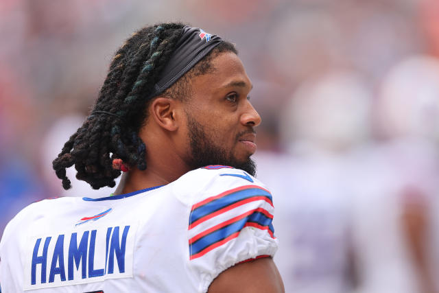 Bills S Damar Hamlin attends Sunday's Divisional Round matchup