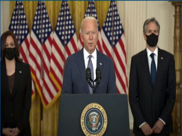 US President Joe Biden adressing a press brefing on Friday.