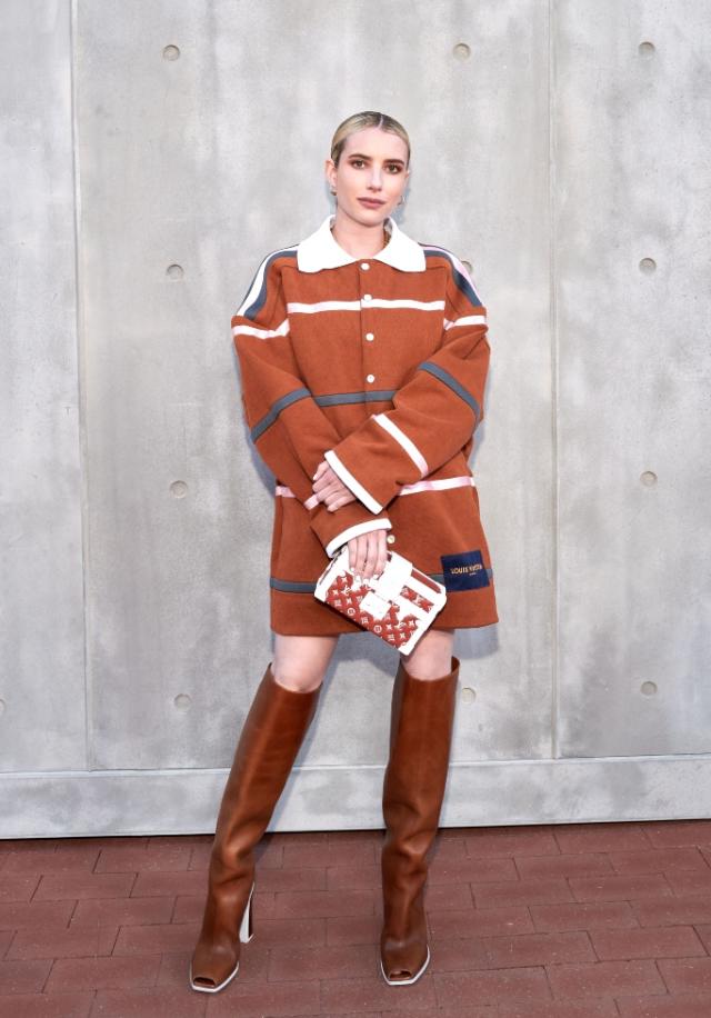 Emma Roberts, Beige Boots, Black Louis Vuitton Purse, Emma Roberts Beige  Boots Street Style Autumn Winter 2019, Image#0