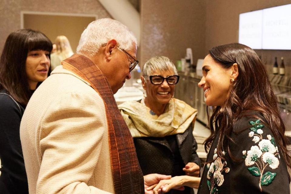 Markle was seen chatting to fellow guests at The Kinsey African American Art and History exhibit in Los Angeles. @msayles/The Kinsey Collection/Instagram