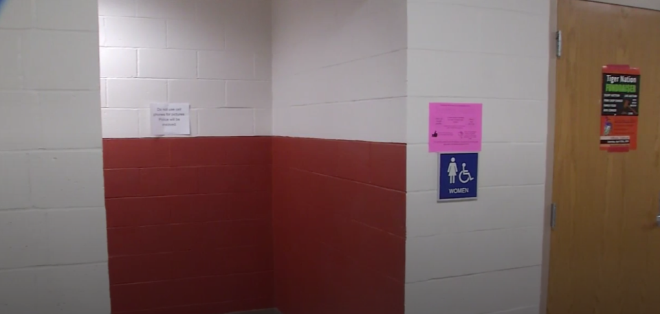 Students were shocked to enter school and discover that the doors to the bathroom stalls in Beardstown High School had been removed after a threat was made. Source: WICS/WRSP