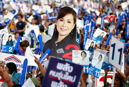 Supporters of Palang Pracharath Party attend their last party campaign rally outside a stadium in central Bangkok, Thailand, March 22, 2019. REUTERS/Soe Zeya Tun