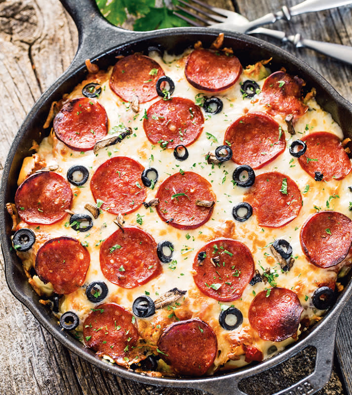 <p>Parade</p><p>Tortellini forms the perfect crust for this cheesy, saucy pasta take on a classic pepperoni pizza pie.</p><p><strong>Get the recipe: <a href="/841991/jocismaru/quick-pizza-tortellini-bake/" data-ylk="slk:Quick Pizza Tortellini Bake;elm:context_link;itc:0;sec:content-canvas" class="link ">Quick Pizza Tortellini Bake</a></strong></p>