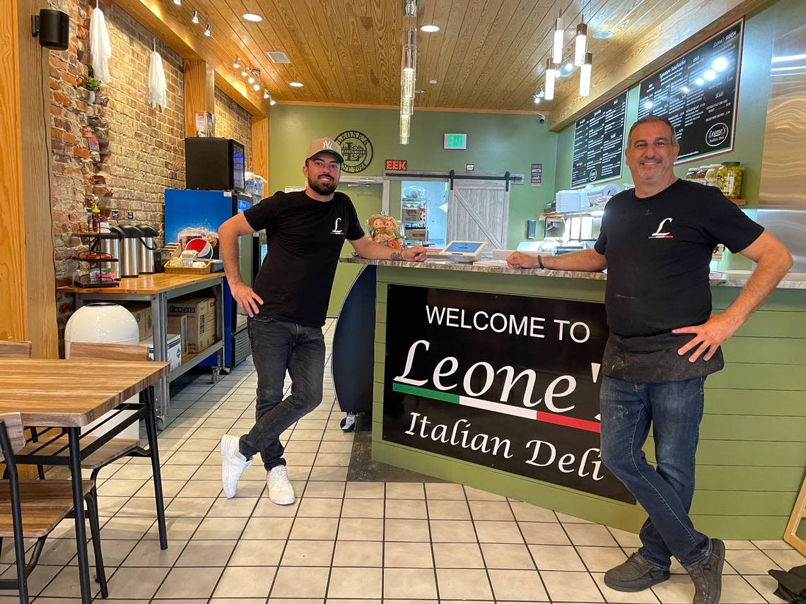 Jim Leone, right, has opened Leone’s Italian Deli in downtown Conway. The former New Jersey resident brings his restaurant experience to the deli, which he will operate with his son Kevin Leone. Sept. 16, 2024