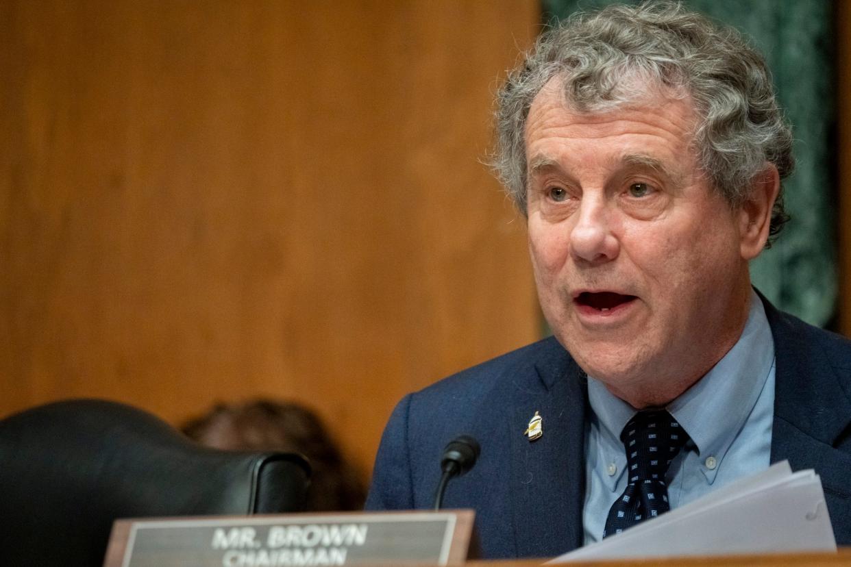 Mar 7, 2024; Washington, DC, USA; Sen. Sherrod Brown (D-OH) makes an opening statement before Federal Reserve Chair Jerome Powell testifies to the Senate Banking Committee on the second of two days of semi-annual testimony to Congress in Washington.. Mandatory Credit: Jasper Colt-USA TODAY ORG XMIT: USAT-872342 (Via OlyDrop)