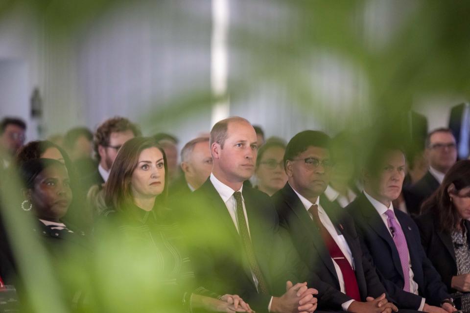 Britain's Prince William looks on at the United for Wildlife (UfW) Global Summit at the Science Museum in London, Tuesday, Oct. 4 2022. (Paul Grover/Pool Photo via AP)