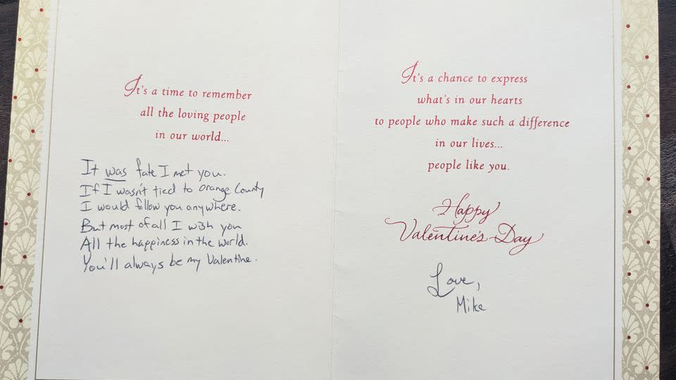 Mike sent Amy this Valentine's Day card while she was living abroad in the UK. - Amy Gilberstadt