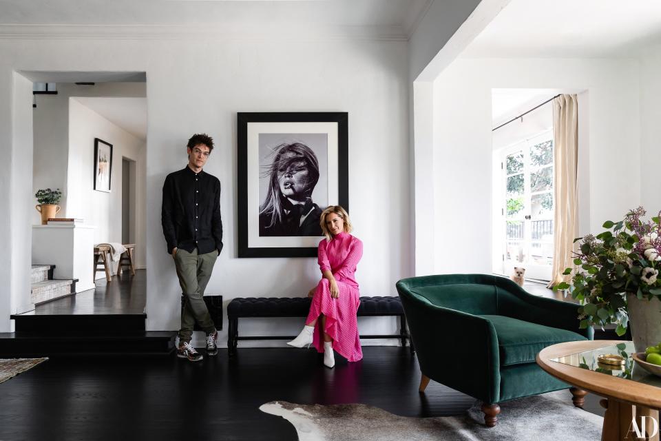 “I knew the moment we saw it," says Tisdale, photographed here in front of the couple's Terry O'Neill portrait that hangs in their living room. "I can’t explain it. We stepped onto the property and I knew, ‘This is it.’”