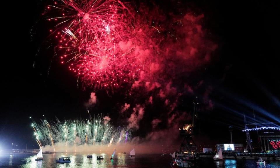 Fireworks during the opening ceremony of Rijeka as the European Capital of Culture 2020.