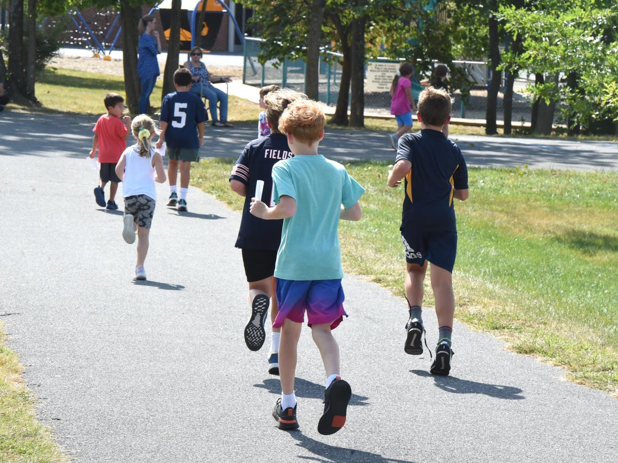McSwain Elementary students take part in the 100-Mile Club, a running program at the Staunton school.