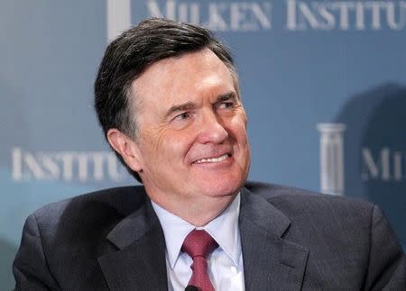Dennis Lockhart, President, Federal Reserve Bank of Atlanta, takes part in a panel discussion titled "Twist and Shout: The Limits of U.S. Monetary Policy" at the Milken Institute Global Conference in Beverly Hills, California May 1, 2012. REUTERS/Danny Moloshok