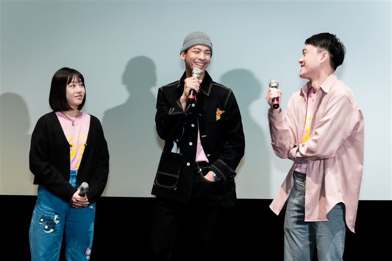 湯詠絮、林柏宏、導演練建宏出席《莎莉》映後活動感性致謝。（圖／伯樂影業股份有限公司提供）