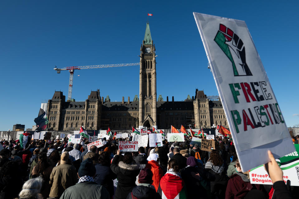 Eine allgemeine Meinung zu Demonstranten, die am 4. November an einer Kundgebung für Gaza auf dem Parliament Hill in Ottawa teilnehmen (The Canadian Press/Spencer Colby)