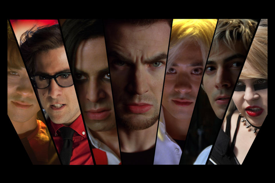 (L to R) The League of Evil Exes?Ken Katayanagi (SHOTA SAITO), Gideon Graves (JASON SCHWARTZMAN), Matthew Patel (SATYA BHABHA), Lucas Lee (CHRIS EVANS), Kyle Katayanagi (KEITA SAITO), Todd Ingram (BRANDON ROUTH) and Roxy Richter (MAE WHITMAN)?in the amazing story of one romantic slacker?s quest to power up with love: the action-comedy ?Scott Pilgrim vs. the World?.