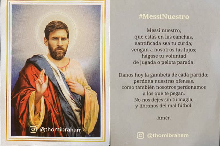 La estampita de "San Messi" y la oración en honor al capitán de la selección argentina