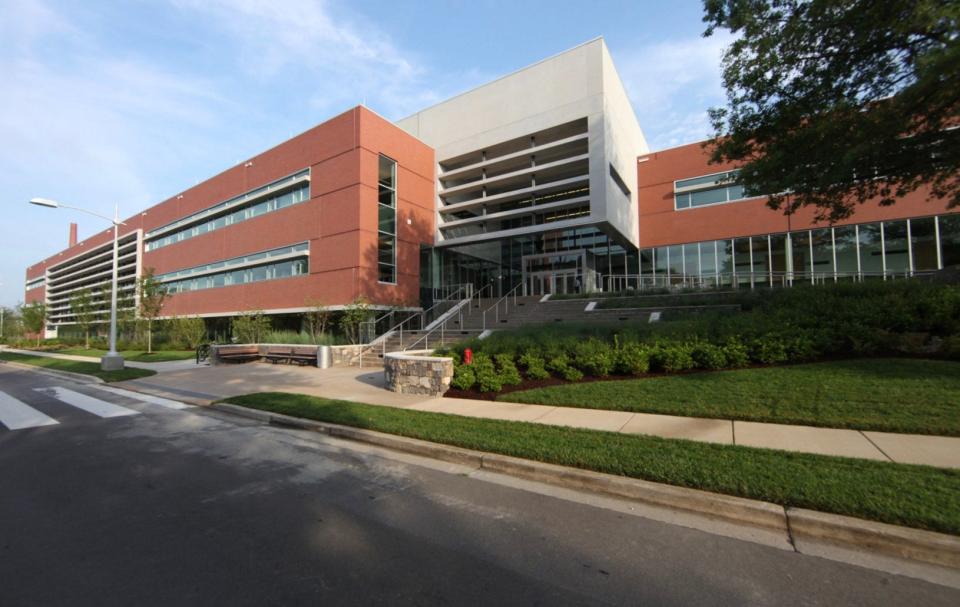 The Chemical and Materials Sciences Building, where Moyer and his colleagues have devised chemical separation processes since the building opened in 2011.