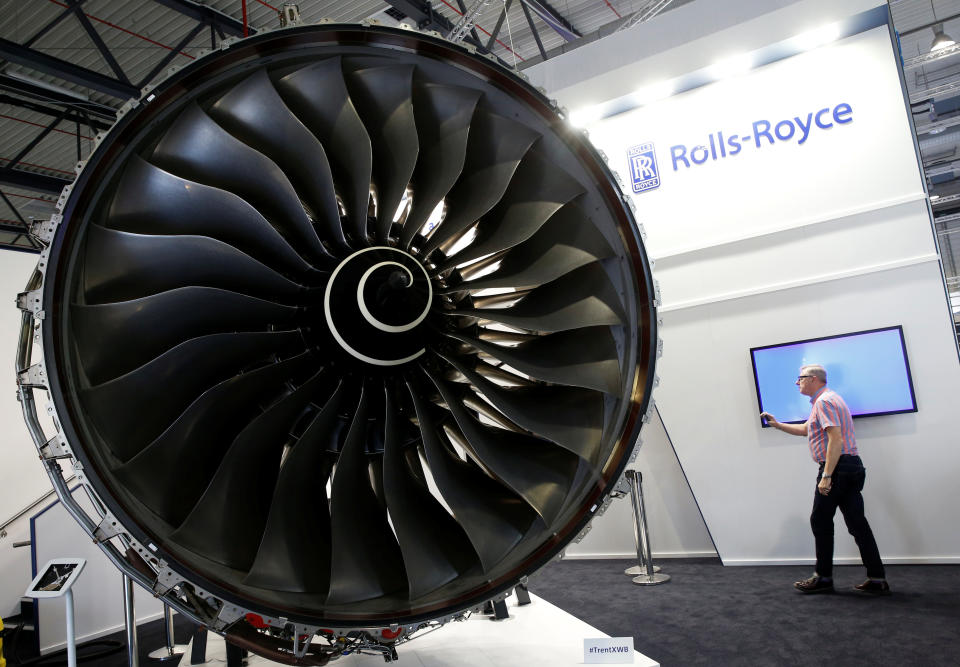 A Rolls Royce Trent XWB aircraft engine is pictured at their booth at the ILA Berlin Air Show in Schoenefeld, south of Berlin, Germany, May 31, 2016. REUTERS/Fabrizio Bensch