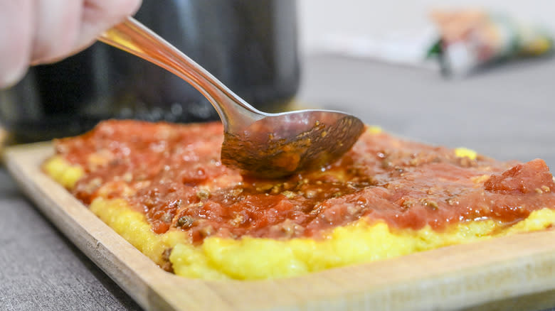 polenta topped with sauce