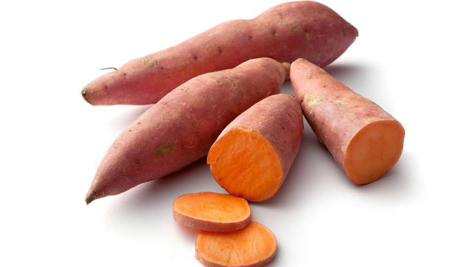 Sweet potatoes are rich in fibre, vitamins A, C and an excellent source of carbohydrates. Source: Getty