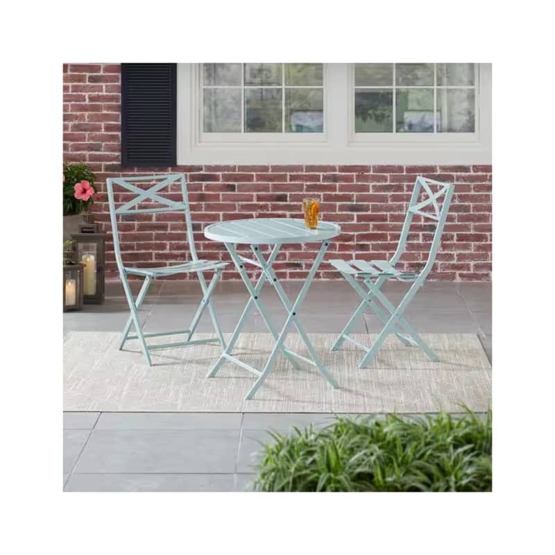 StyleWell Mix and Match 3-Piece Folding Steel Slat Outdoor Bistro Set