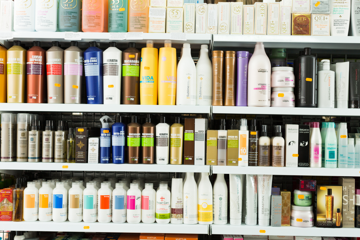 Shampoo aisle in a store