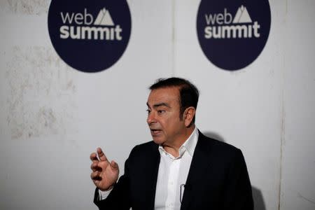 Carlos Ghosn, CEO of Renault-Nissan being interviewed during Web Summit, in Lisbon, Portugal November 8, 2016. REUTERS/Pedro Nunes