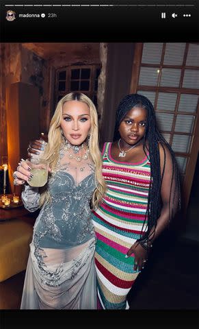 <p>Madonna/Instagram</p> Madonna with daughter Mercy at the singer's 65th birthday celebration.