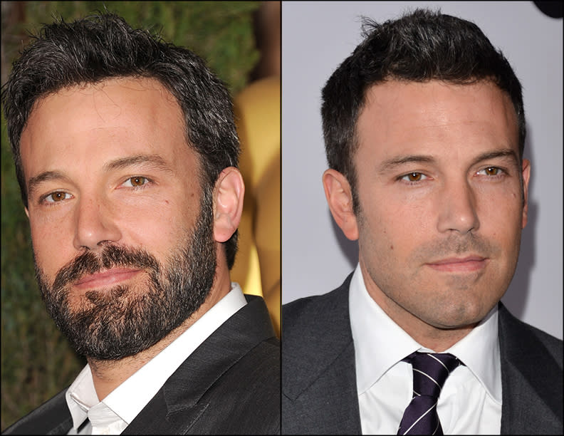 To beard or not to beard? Affleck has taken on both looks with different results.