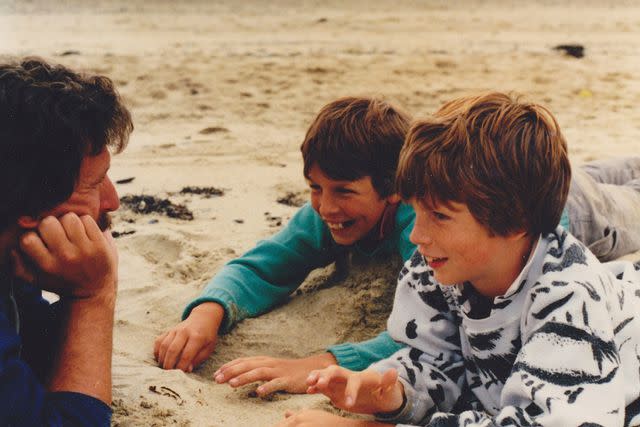 <p>Courtesy Josh & Seth Meyers</p> Josh and Seth with Larry on Chebeague Island, Maine, in 1984.