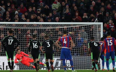 Christian Benteke of Crystal Palace misses a penalty - Credit: Dan Istitene/Getty Images