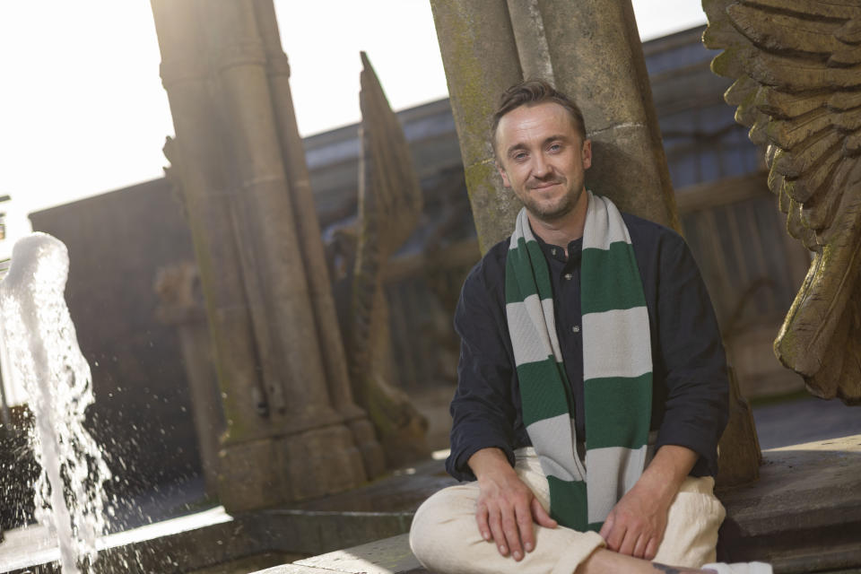 WATFORD, ENGLAND - JUNE 21: Tom Felton unveils the new Professor Sprout's Greenhouse feature at Warner Bros. Studio Tour London on June 21, 2022 in Watford, England. (Photo by Mike Marsland/Getty Images for Warner Bros. Studio Tour London)